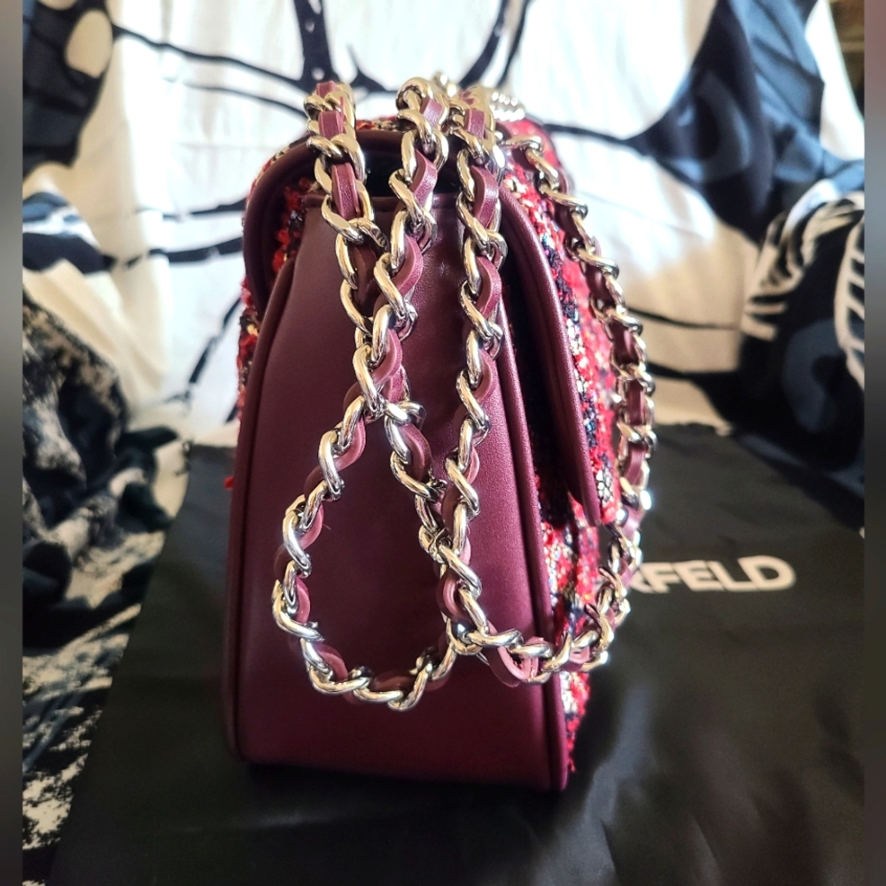 🪷💐NWT Authentic Karl Lagerfeld Paris Medium Agyness Tweed shoulder bag🪷💐 - Picture 7 of 11
